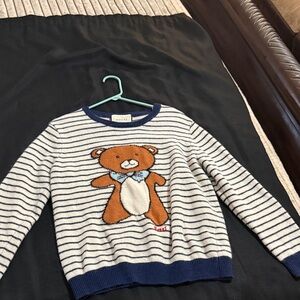 Gucci Navy and White Striped Bear Sweater